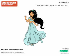 Jasmine - Disney's Aladdin - Embroidery Design in 3 sizes & 8 formats