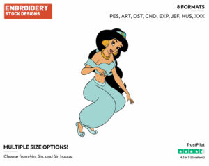 Jasmine - Disney's Aladdin - Embroidery Design in 3 sizes & 8 formats