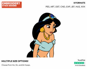Jasmine - Disney's Aladdin - Embroidery Design in 3 sizes & 8 formats