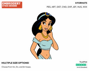 Jasmine - Disney's Aladdin - Embroidery Design in 3 sizes & 8 formats