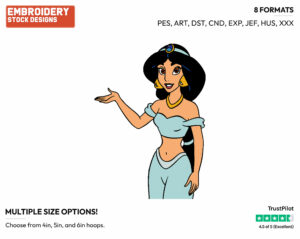 Jasmine - Disney's Aladdin - Embroidery Design in 3 sizes & 8 formats
