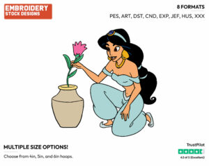 Jasmine - Disney's Aladdin - Embroidery Design in 3 sizes & 8 formats
