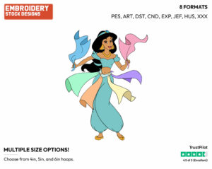Jasmine - Disney's Aladdin - Embroidery Design in 3 sizes & 8 formats