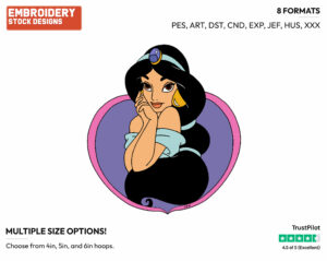 Jasmine - Disney's Aladdin - Embroidery Design in 3 sizes & 8 formats