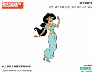 Jasmine - Disney's Aladdin - Embroidery Design in 3 sizes & 8 formats