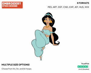 Jasmine - Disney's Aladdin - Embroidery Design in 3 sizes & 8 formats