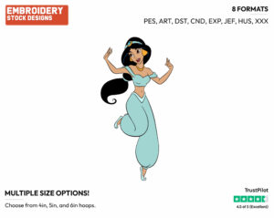 Jasmine - Disney's Aladdin - Embroidery Design in 3 sizes & 8 formats
