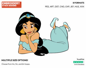 Jasmine - Disney's Aladdin - Embroidery Design in 3 sizes & 8 formats