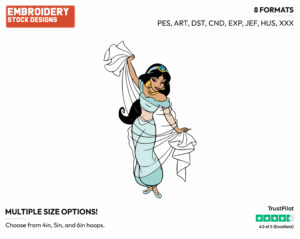 Jasmine - Disney's Aladdin - Embroidery Design in 3 sizes & 8 formats