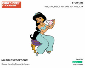 Jasmine, Perfume Bottle - Disney's Aladdin - Embroidery Design in 3 sizes & 8 formats