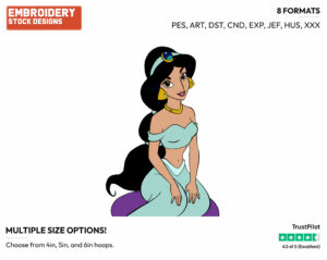 Jasmine - Disney's Aladdin - Embroidery Design in 3 sizes & 8 formats