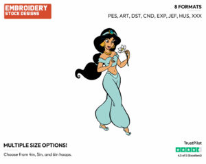 Jasmine - Disney's Aladdin - Embroidery Design in 3 sizes & 8 formats