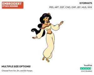 Jasmine - Disney's Aladdin - Embroidery Design in 3 sizes & 8 formats