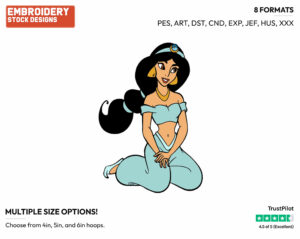 Jasmine - Disney's Aladdin - Embroidery Design in 3 sizes & 8 formats