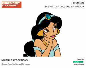 Dreamy Jasmine - Disney's Aladdin - Embroidery Design in 3 sizes & 8 formats