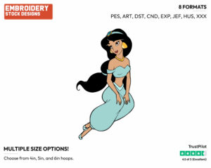 Jasmine - Disney's Aladdin - Embroidery Design in 3 sizes & 8 formats