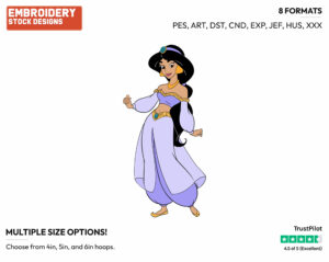 Jasmine - Disney's Aladdin - Embroidery Design in 3 sizes & 8 formats