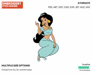 Jasmine - Disney's Aladdin - Embroidery Design in 3 sizes & 8 formats
