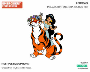 Jasmine Making Flower Crown For Rajah - Disney's Aladdin - Embroidery Design in 3 sizes & 8 formats