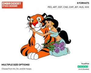 Jasmine, Rajah - Disney's Aladdin - Embroidery Design in 3 sizes & 8 formats