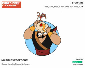 Abu Pulling Razoul's Turban Over His Eyes - Disney's Aladdin - Embroidery Design in 3 sizes & 8 formats