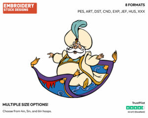 Sultan On Magic Carpet - Disney's Aladdin - Embroidery Design in 3 sizes & 8 formats