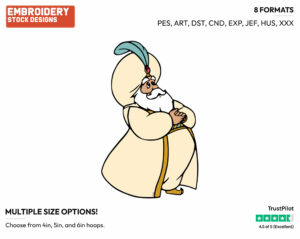 Sultan - Disney's Aladdin - Embroidery Design in 3 sizes & 8 formats