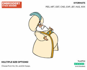 Sultan - Disney's Aladdin - Embroidery Design in 3 sizes & 8 formats