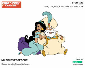 Sultan, Jasmine - Disney's Aladdin - Embroidery Design in 3 sizes & 8 formats