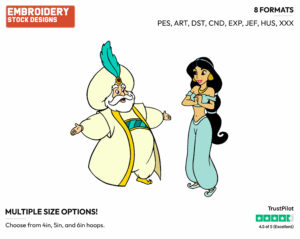 Sultan, Jasmine - Disney's Aladdin - Embroidery Design in 3 sizes & 8 formats