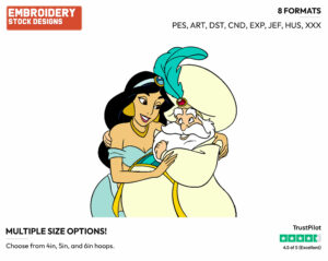 Sultan, Jasmine - Disney's Aladdin - Embroidery Design in 3 sizes & 8 formats