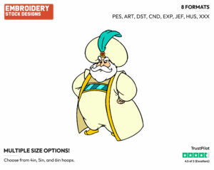 Sultan - Disney's Aladdin - Embroidery Design in 3 sizes & 8 formats