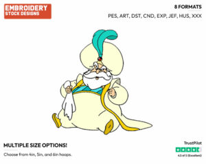 Sultan - Disney's Aladdin - Embroidery Design in 3 sizes & 8 formats