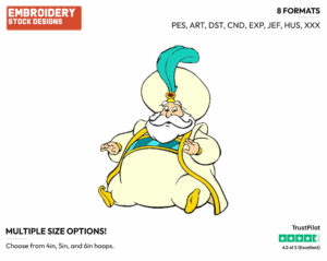 Sultan - Disney's Aladdin - Embroidery Design in 3 sizes & 8 formats