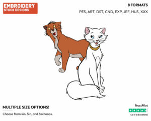 Duchess, Thomas O'Malley - Disney's The Aristocats - Embroidery Design in 3 sizes & 8 formats