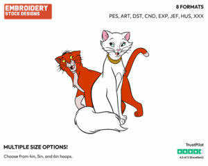 Duchess, Thomas O'Malley - Disney's The Aristocats - Embroidery Design in 3 sizes & 8 formats