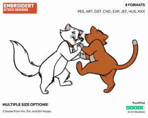 Duchess, O'Malley Dancing - Disney's The Aristocats - Embroidery Design in 3 sizes & 8 formats