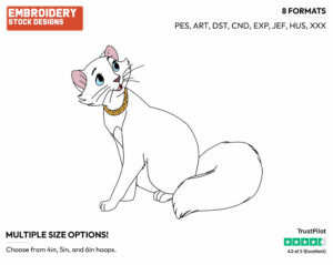 Duchess - Disney's The Aristocats - Embroidery Design in 3 sizes & 8 formats