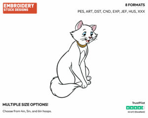 Duchess - Disney's The Aristocats - Embroidery Design in 3 sizes & 8 formats