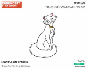 Duchess - Disney's The Aristocats - Embroidery Design in 3 sizes & 8 formats