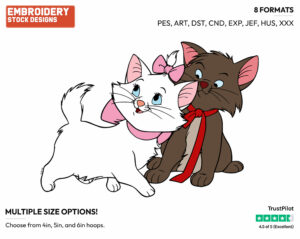 Berlioz And Marie - Disney's The Aristocats - Embroidery Design in 3 sizes & 8 formats