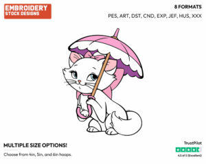 Marie Holding Her Parasol - Disney's The Aristocats - Embroidery Design in 3 sizes & 8 formats