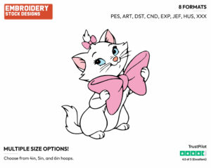 Marie Holding Her Bow - Disney's The Aristocats - Embroidery Design in 3 sizes & 8 formats