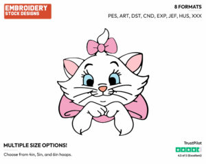 Marie's Cute Face - Disney's The Aristocats - Embroidery Design in 3 sizes & 8 formats