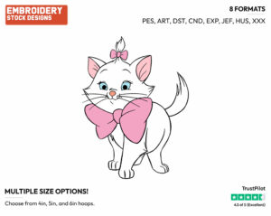 Marie Wearing A Big Bow - Disney's The Aristocats - Embroidery Design in 3 sizes & 8 formats