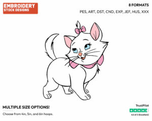 Cute Marie - Disney's The Aristocats - Embroidery Design in 3 sizes & 8 formats
