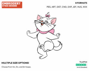 Marie Dancing - Disney's The Aristocats - Embroidery Design in 3 sizes & 8 formats