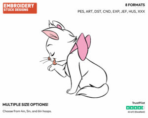 Marie Licking Her Paw - Disney's The Aristocats - Embroidery Design in 3 sizes & 8 formats
