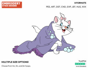 Marie Coming From The Bath - Disney's The Aristocats - Embroidery Design in 3 sizes & 8 formats