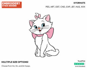 Cute Marie - Disney's The Aristocats - Embroidery Design in 3 sizes & 8 formats